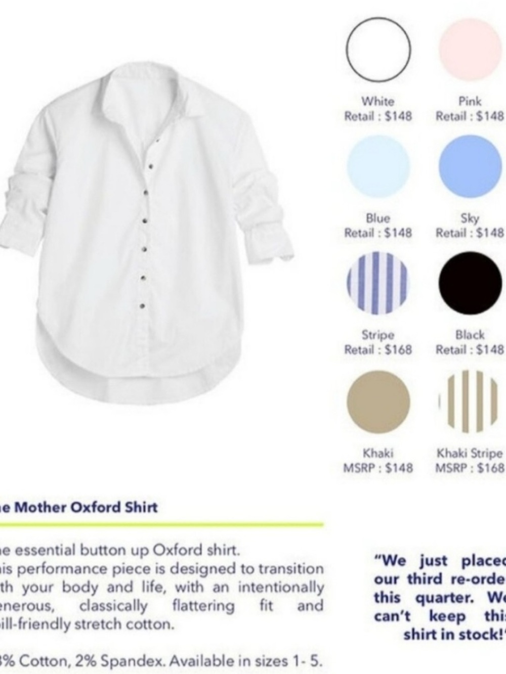Mother Oxford Shirt Size 3 White Button Down Oversized Cotton Poplin Classic XL - Picture 7 of 16
